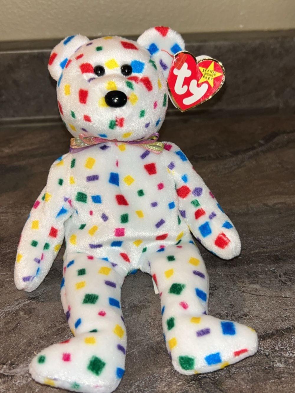 1999 Ty Confetti Beanie Baby Bear - Ty 2K